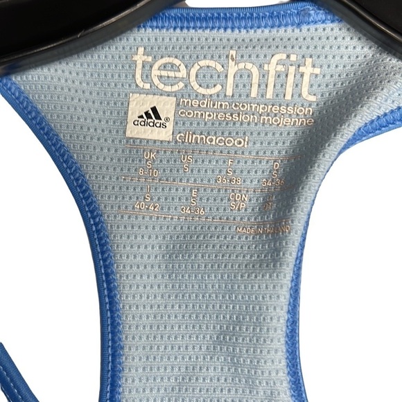 Womens Adidas Tech Fit Sports Bra Size Small Blue - Picture 3 of 4